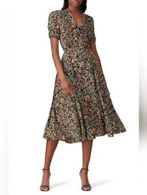 Polo Ralph Lauren Printed Grace Dress Silk Floral Size 0 Cottagecore Wedding